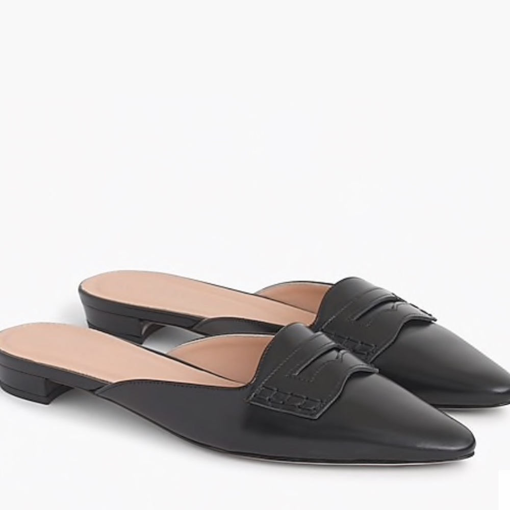 J. Crew size 10.5 black leather loafer mules